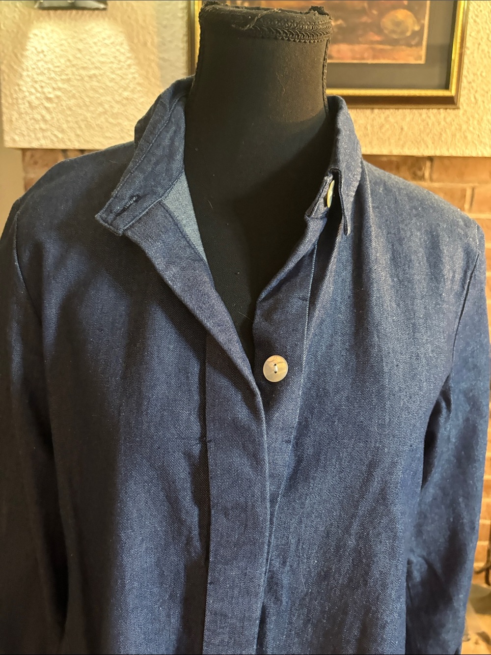 Kenar Indigo Button-Front Tunic Shirt - Picture 3 of 4